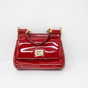 Dolce & Gabbana Milano Small Sicily Patent Leather Top Handle Satchel Purse Bag